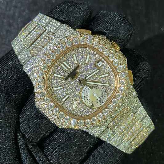 Patek Philippe Geneve VVS Moissanite Diamond Iced Out Watch