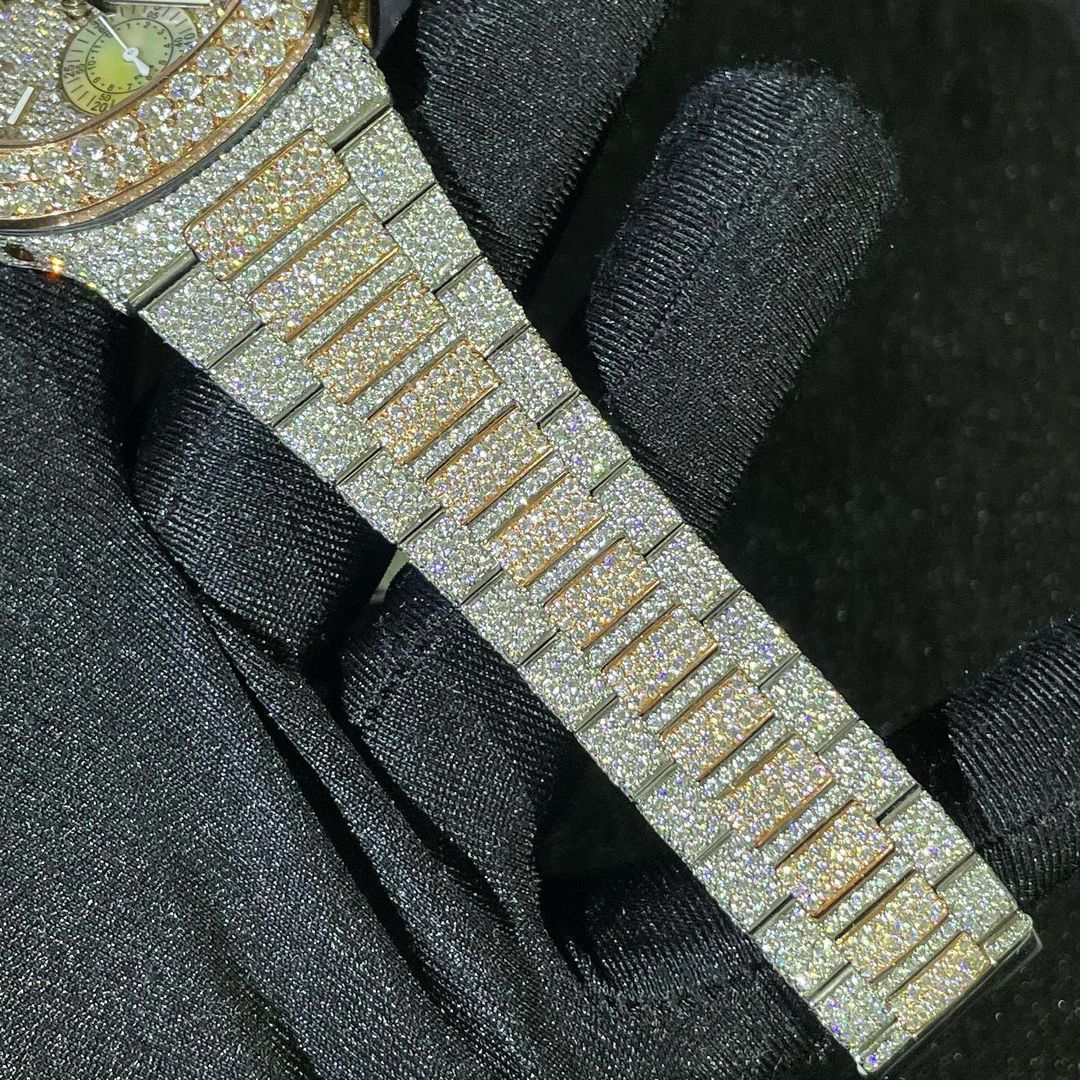 Patek Philippe Geneve VVS Moissanite Diamond Iced Out Watch