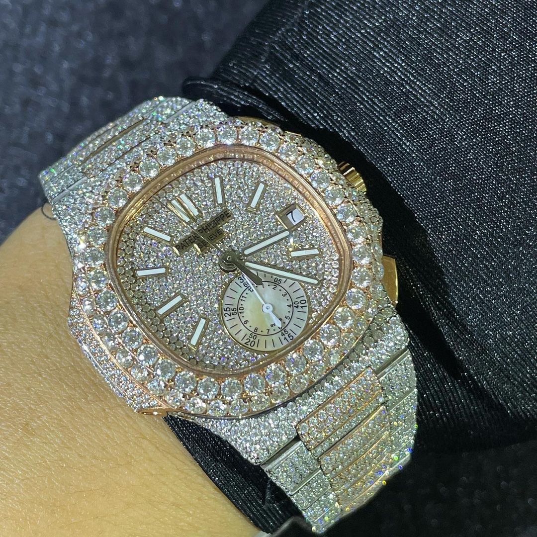 Patek Philippe Geneve VVS Moissanite Diamond Iced Out Watch