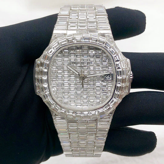 Patek Philippe Geneve VVS Moissanite Diamond Iced Out Watch