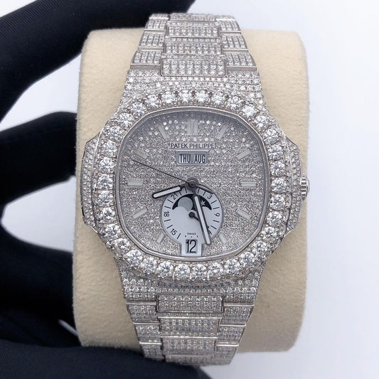 Patek Philippe Geneve VVS Moissanite Diamond Iced Out Watch