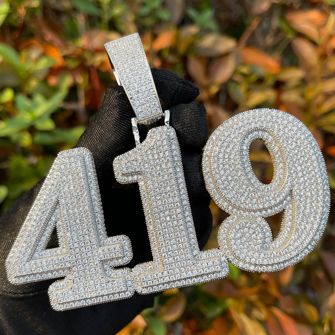 Custom Hand Made Number Plate Iced Out Pendant 925 Sterling Silver Moissanite Diamond / Initial Name Custom Pendant / HipHop Jewelry / Cross Pendant