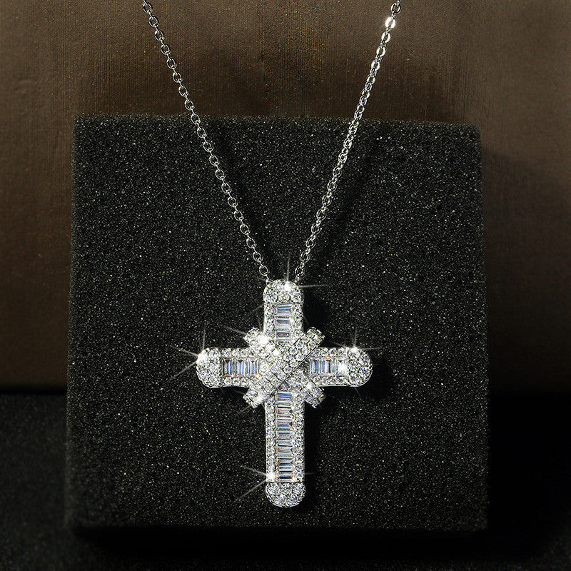 Custom Hand Made Cross Baguette Iced Out Pendant 925 Sterling Silver Moissanite Diamond / Initial Name Custom Pendant / HipHop Jewelry / Cross Pendant