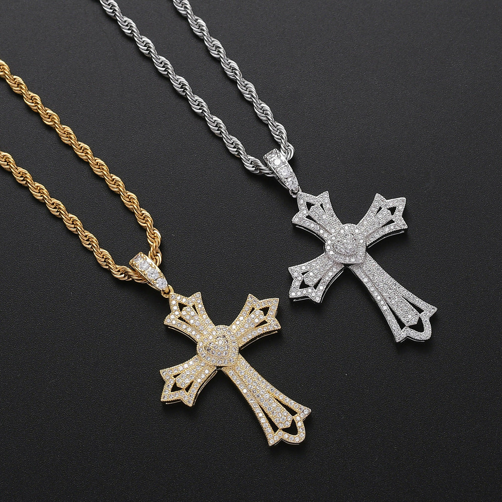 Custom Hand Made Cross Iced Out Pendant 925 Sterling Silver Moissanite Diamond / Initial Name Custom Pendant / HipHop Jewelry / Cross Pendant