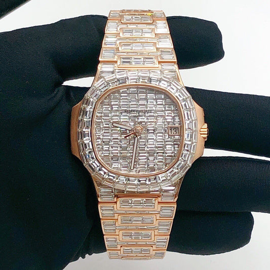 Patek Philippe Geneve VVS Moissanite Diamond Iced Out Watch