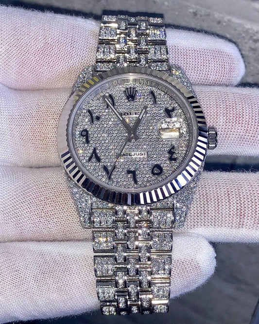 Rolex Datejust Jubilee VVS Moissanite Diamond Iced Out Watch