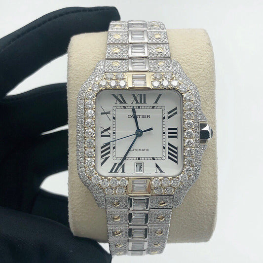 Cartier Santos VVS Moissanite Diamond Iced Out Watch