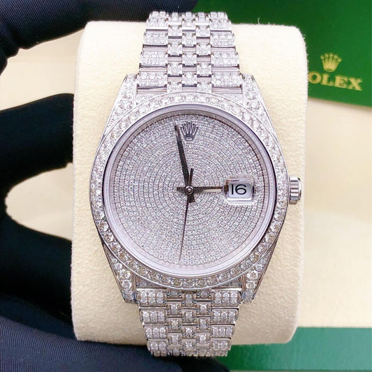 Rolex Datejust Jubilee VVS Moissanite Diamond Iced Out Watch