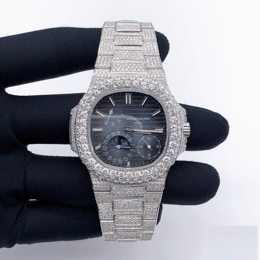 Patek Philippe Geneve VVS Moissanite Diamond Iced Out Watch