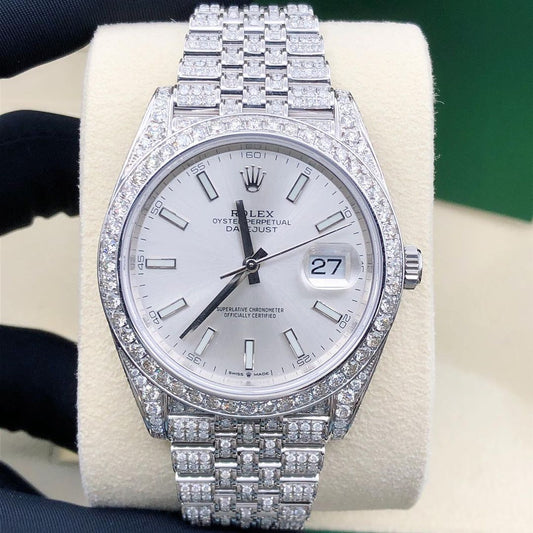 Rolex Datejust Jubilee VVS Moissanite Diamond Iced Out Watch