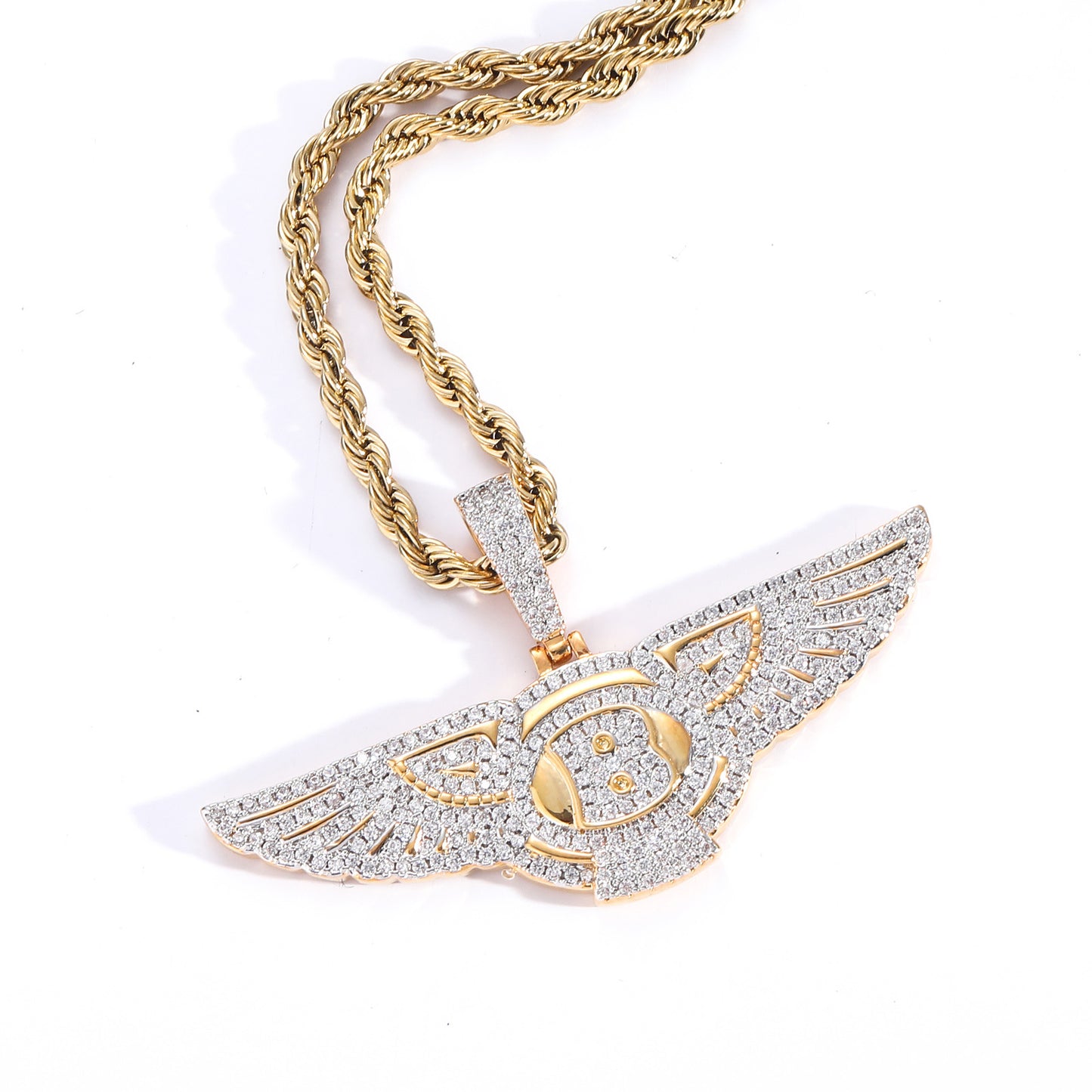 Custom Hand Made Bitcoin Wings Medalian Iced Out Pendant 925 Sterling Silver Moissanite Diamond / Initial Name Custom Pendant / HipHop Jewelry / Cross Pendant