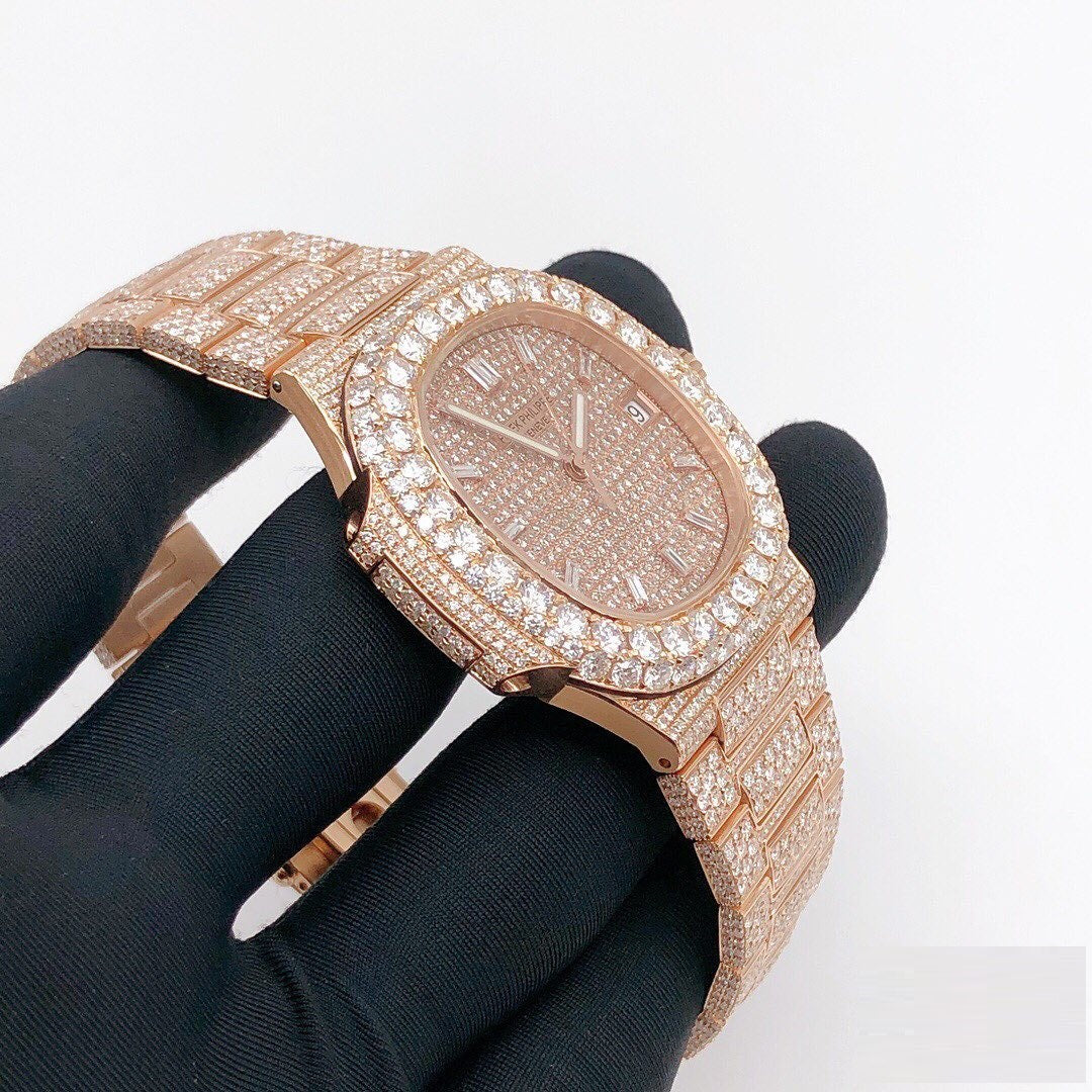 Patek Philippe Geneve VVS Moissanite Diamond Iced Out Watch