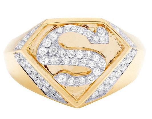 VVS Moissanite Customized Superman Ring with 925 Sterling Silver, 10K Gold Plated Championship Ring for him, Convocation Moissanite Ring for her