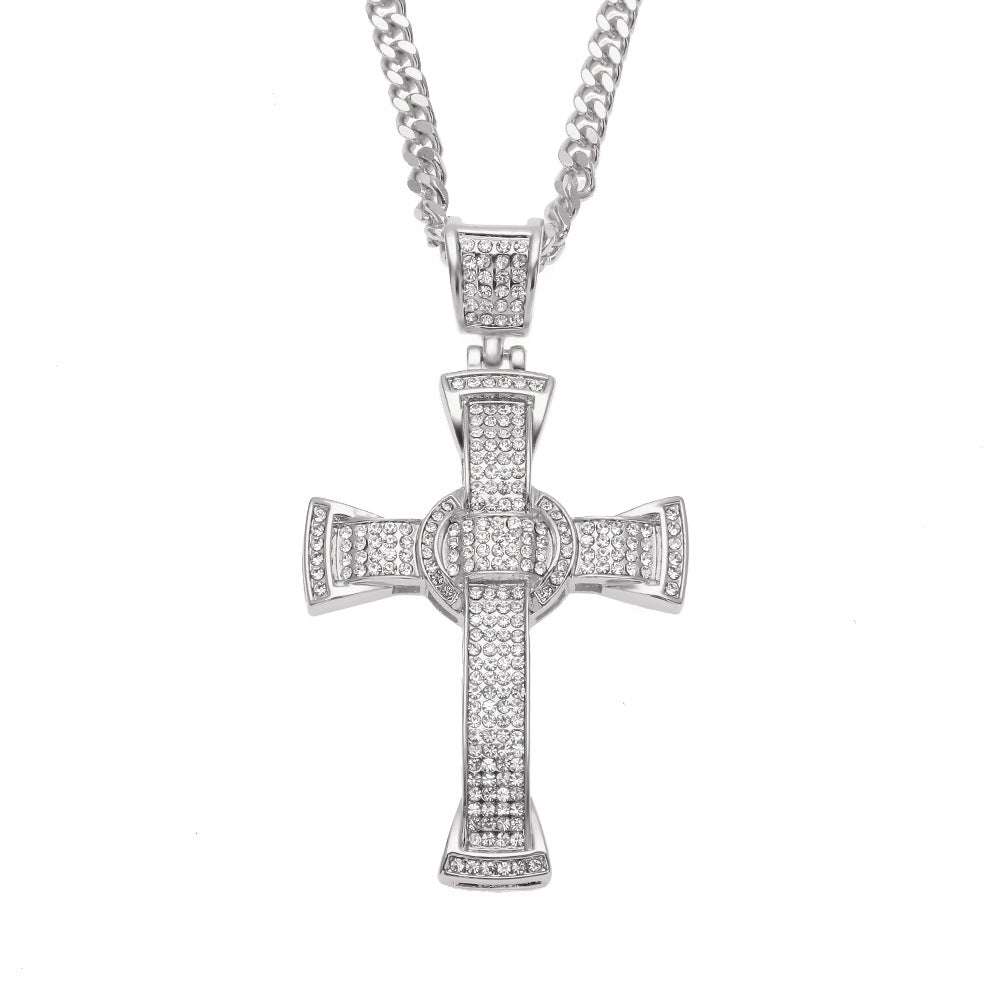 Custom Hand Made Cross Iced Out Pendant 925 Sterling Silver Moissanite Diamond / Initial Name Custom Pendant / HipHop Jewelry / Cross Pendant (Copy)