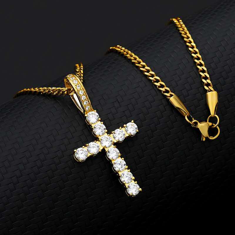 Custom Hand Made Cross Iced Out Pendant 925 Sterling Silver Moissanite Diamond / Initial Name Custom Pendant / HipHop Jewelry / Cross Pendant