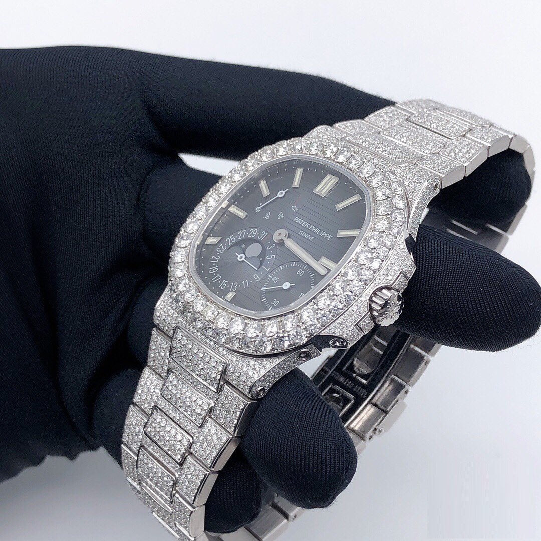 Patek Philippe Geneve VVS Moissanite Diamond Iced Out Watch