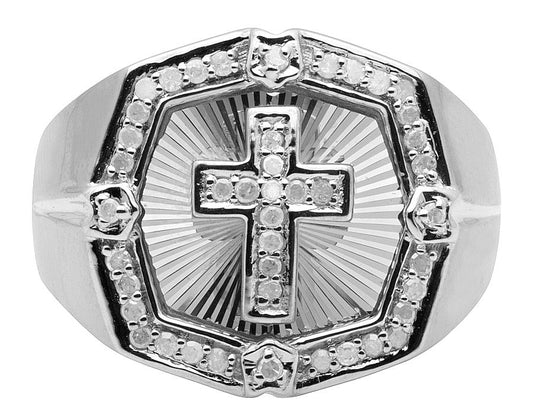 VVS Moissanite Customized Cross Ring with 925 Sterling Silver, 10K Gold Plated Championship Ring for him, Convocation Moissanite Ring for her