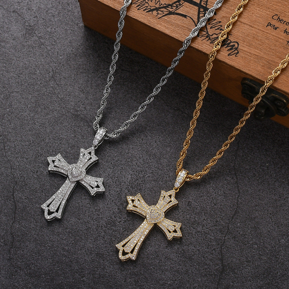 Custom Hand Made Cross Iced Out Pendant 925 Sterling Silver Moissanite Diamond / Initial Name Custom Pendant / HipHop Jewelry / Cross Pendant