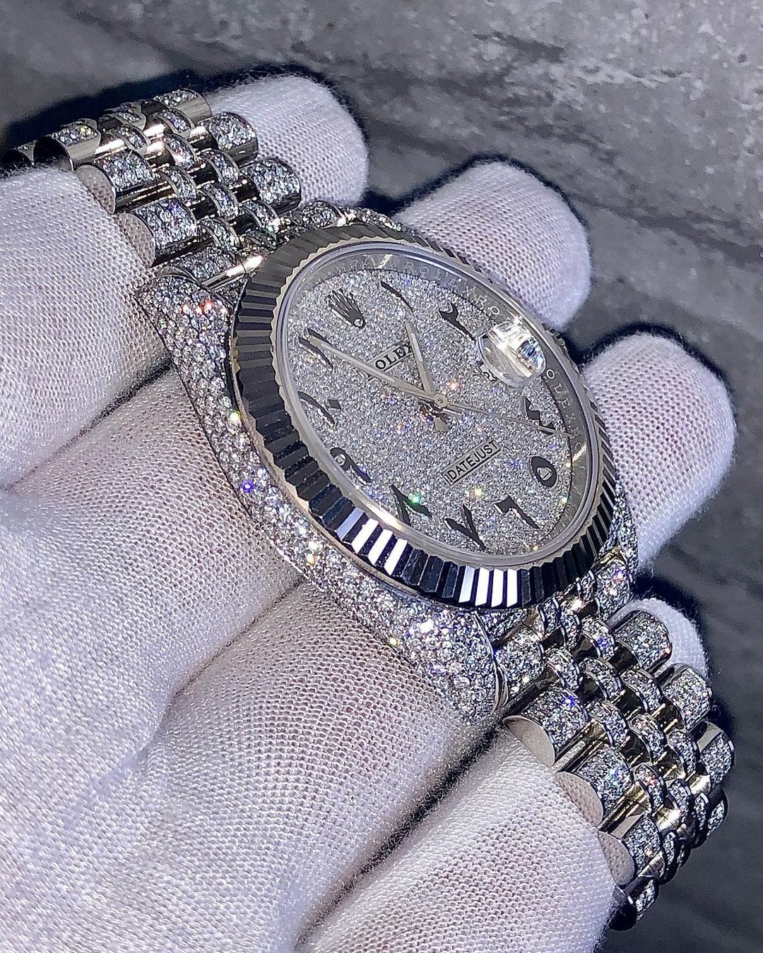 Rolex Datejust Jubilee VVS Moissanite Diamond Iced Out Watch