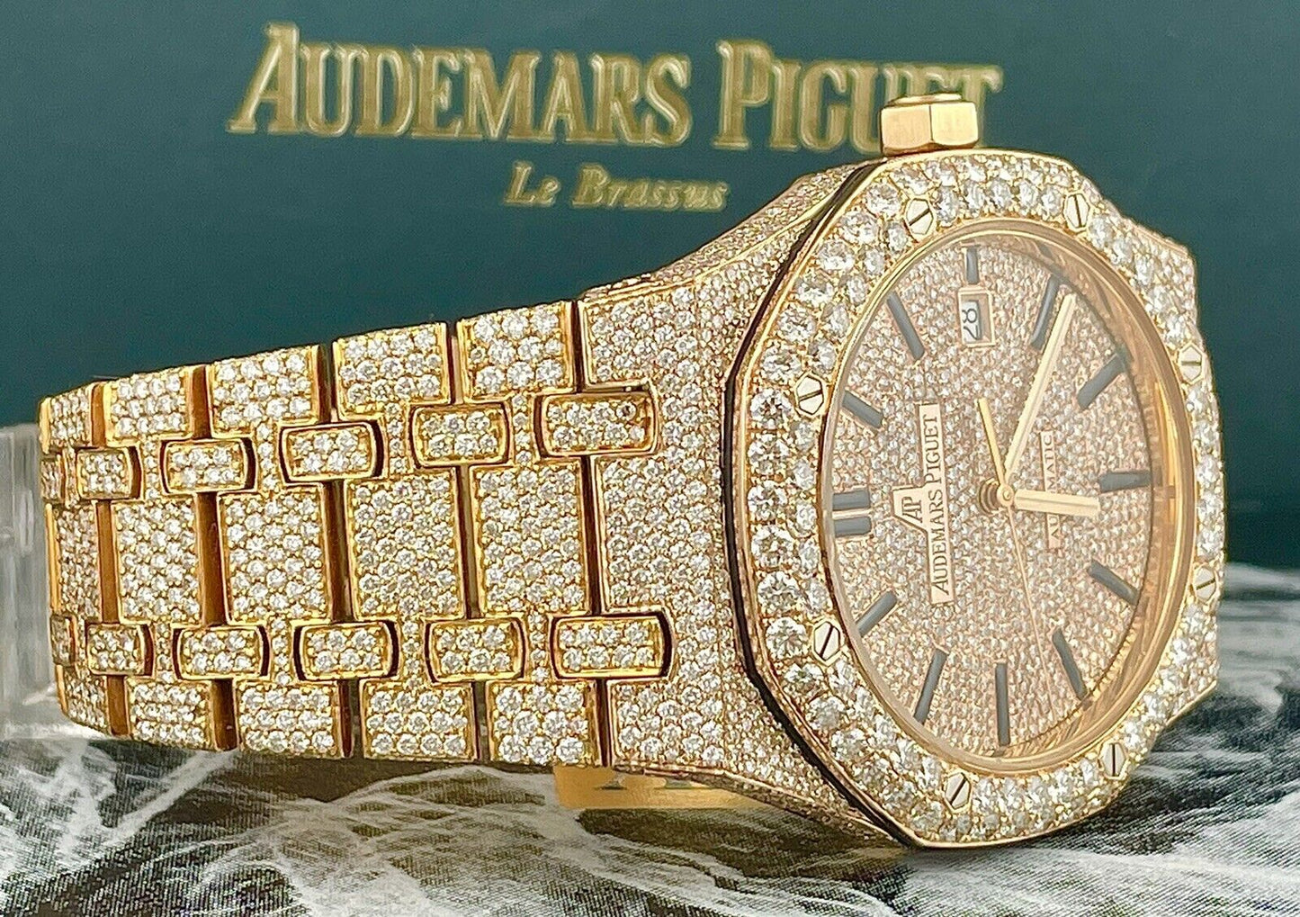 Audemars Piguet Royal Oak VVS Moissanite Diamond Iced Out Watch