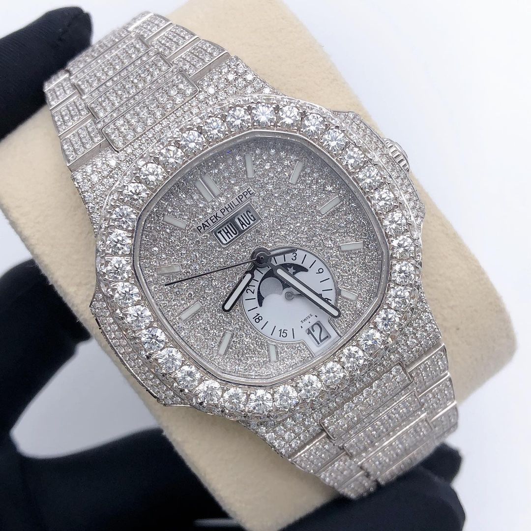 Patek Philippe Geneve VVS Moissanite Diamond Iced Out Watch