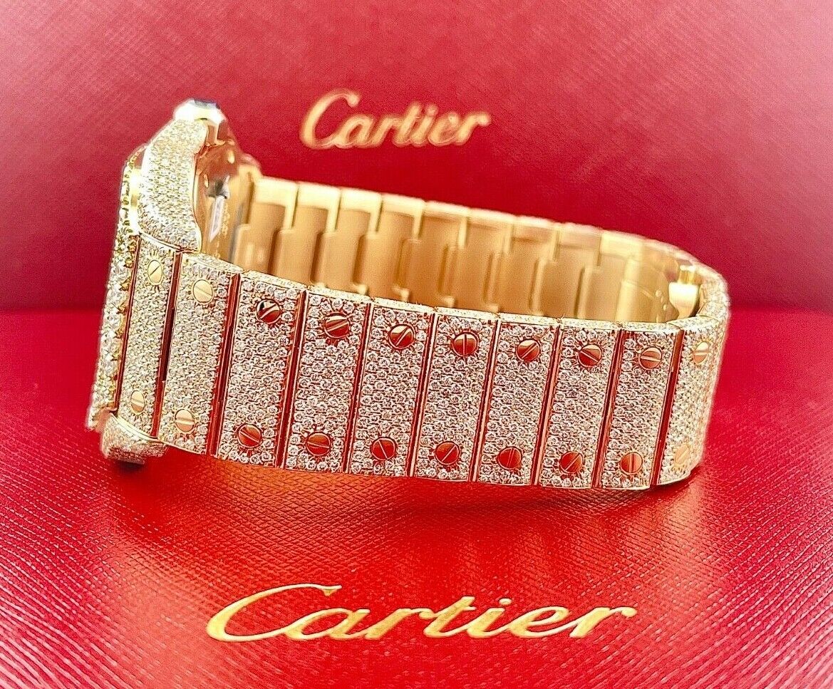 Cartier Santos VVS Moissanite Diamond Iced Out Watch