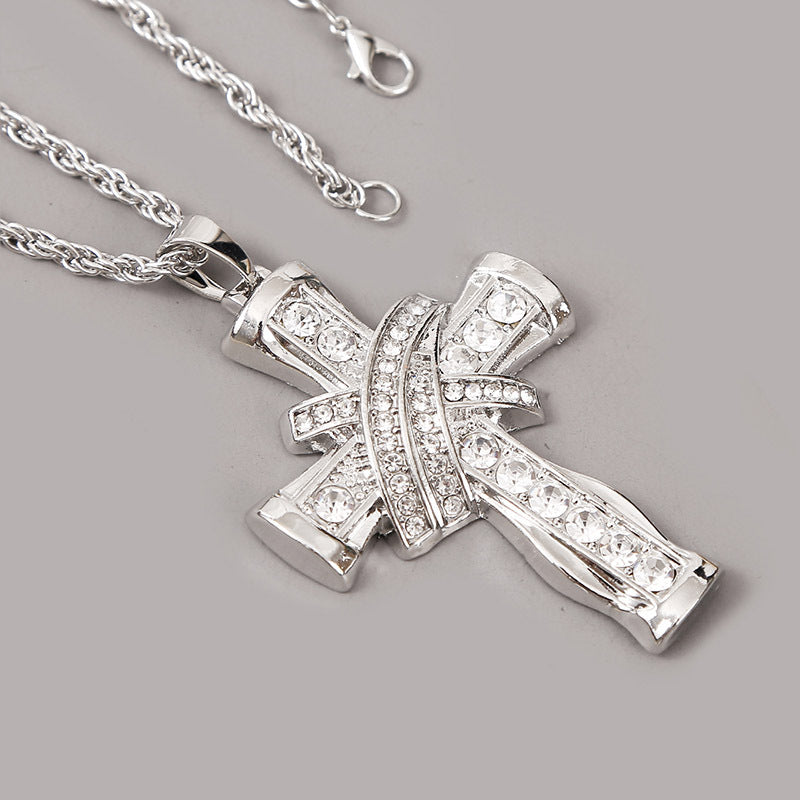 Custom Hand Made Cross Iced Out Pendant 925 Sterling Silver Moissanite Diamond / Initial Name Custom Pendant / HipHop Jewelry / Cross Pendant