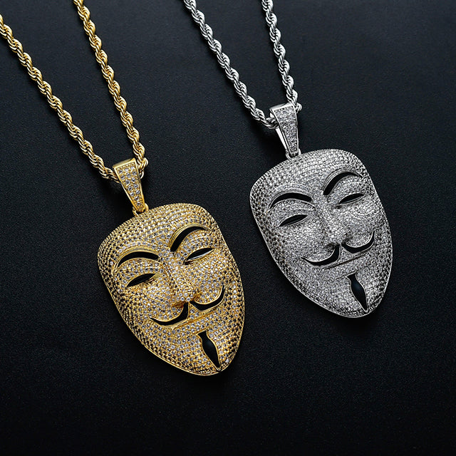 Custom Hand Made Joker Mask Iced Out Pendant 925 Sterling Silver Moissanite Diamond / Initial Name Custom Pendant / HipHop Jewelry / Cross Pendant