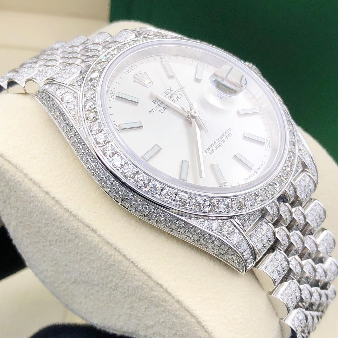 Rolex Datejust Jubilee VVS Moissanite Diamond Iced Out Watch