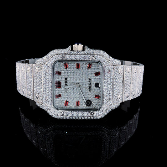 Cartier Santos VVS Moissanite Diamond Iced Out Watch