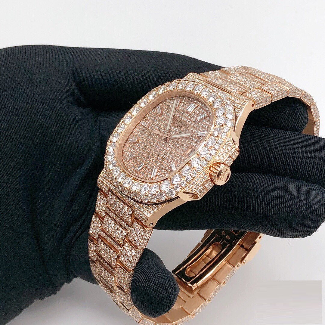 Patek Philippe Geneve VVS Moissanite Diamond Iced Out Watch