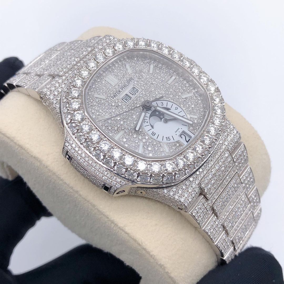 Patek Philippe Geneve VVS Moissanite Diamond Iced Out Watch