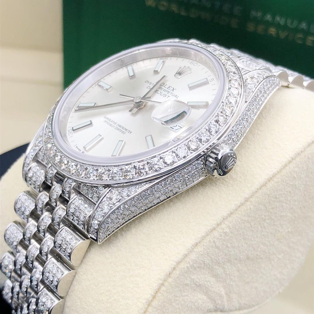 Rolex Datejust Jubilee VVS Moissanite Diamond Iced Out Watch