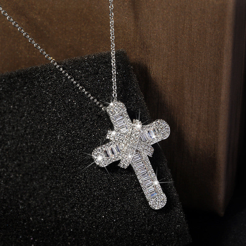 Custom Hand Made Cross Baguette Iced Out Pendant 925 Sterling Silver Moissanite Diamond / Initial Name Custom Pendant / HipHop Jewelry / Cross Pendant