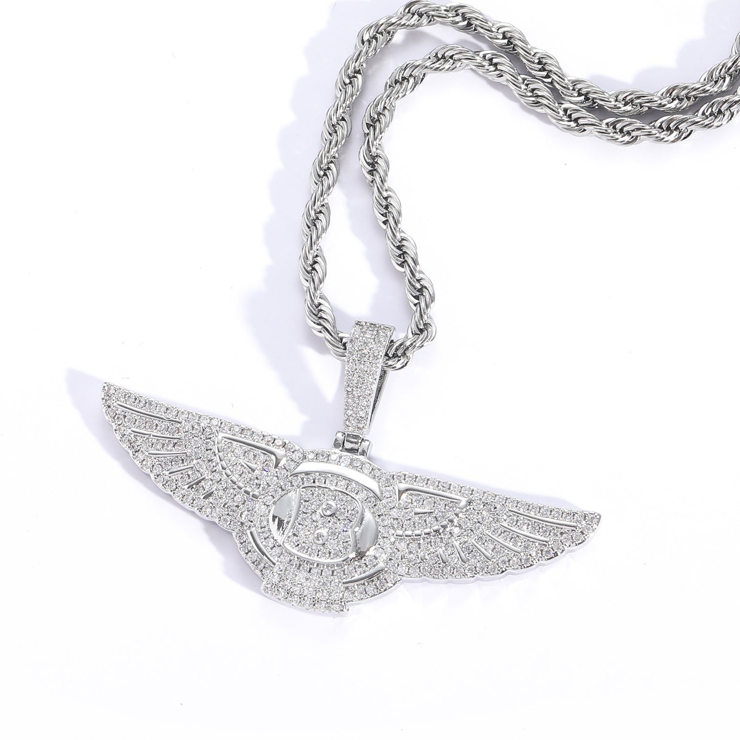 Custom Hand Made Bitcoin Wings Medalian Iced Out Pendant 925 Sterling Silver Moissanite Diamond / Initial Name Custom Pendant / HipHop Jewelry / Cross Pendant