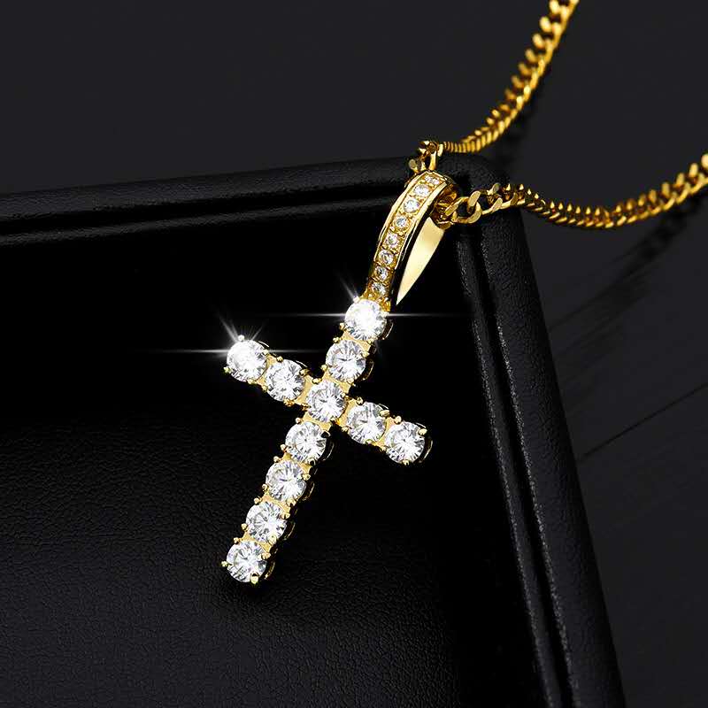 Custom Hand Made Cross Iced Out Pendant 925 Sterling Silver Moissanite Diamond / Initial Name Custom Pendant / HipHop Jewelry / Cross Pendant