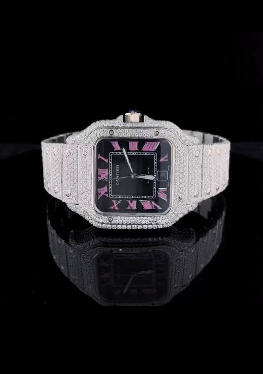 Cartier Santos VVS Moissanite Diamond Iced Out Watch