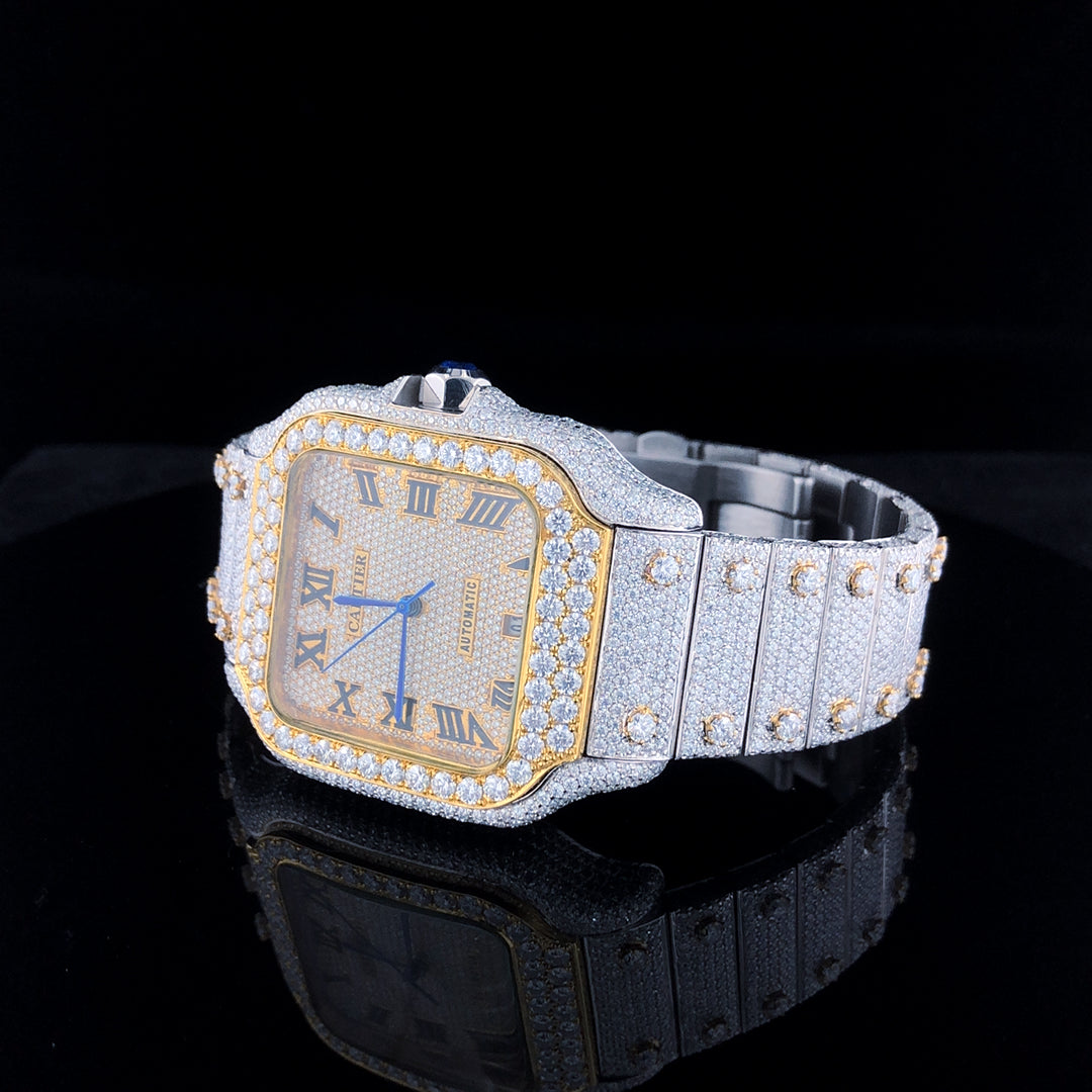 Cartier Santos VVS Moissanite Diamond Iced Out Watch