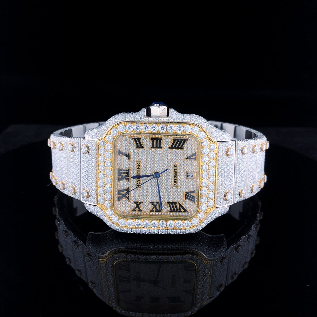 Cartier Santos VVS Moissanite Diamond Iced Out Watch