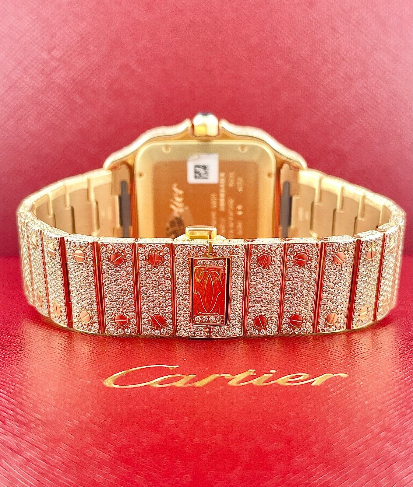 Cartier Santos VVS Moissanite Diamond Iced Out Watch