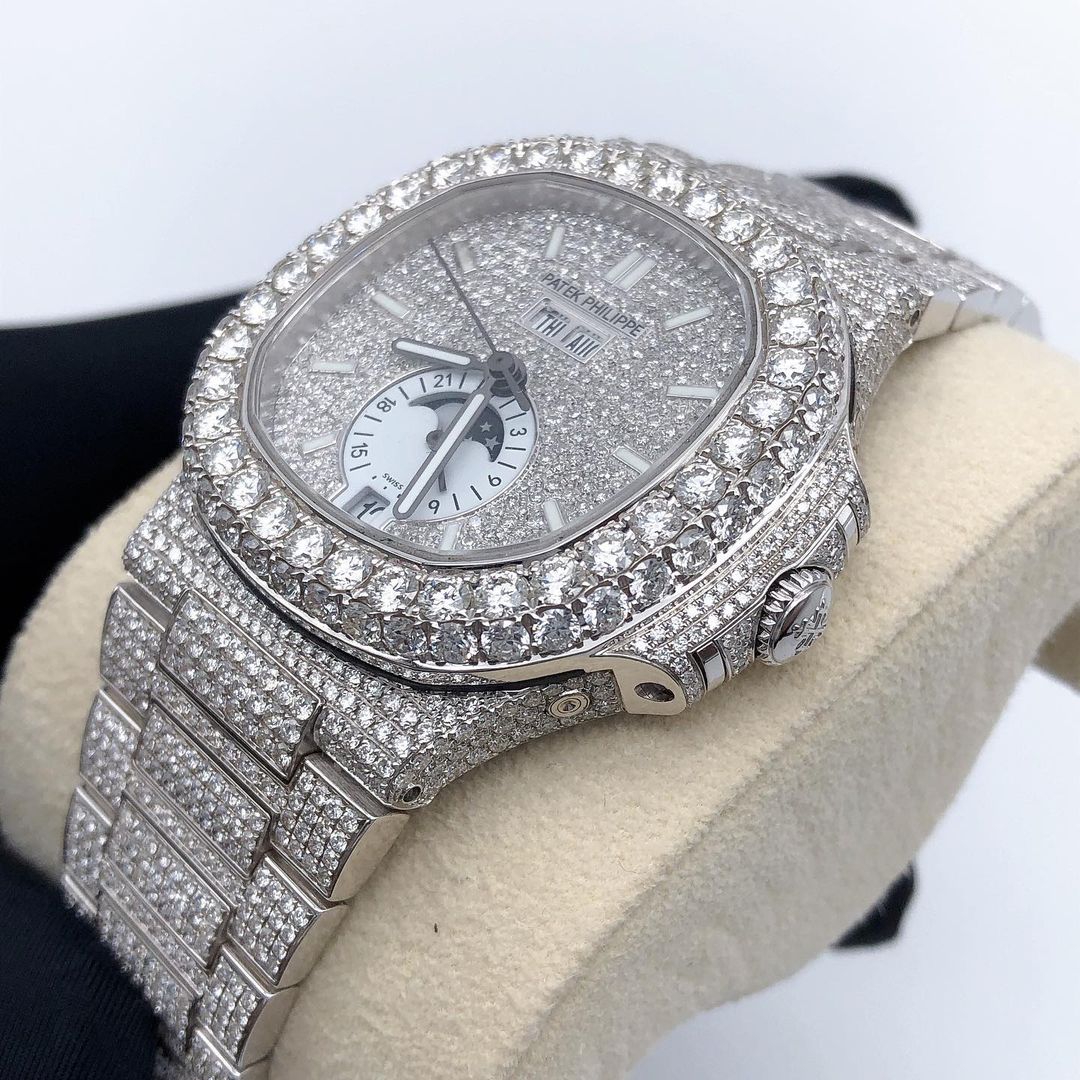 Patek Philippe Geneve VVS Moissanite Diamond Iced Out Watch