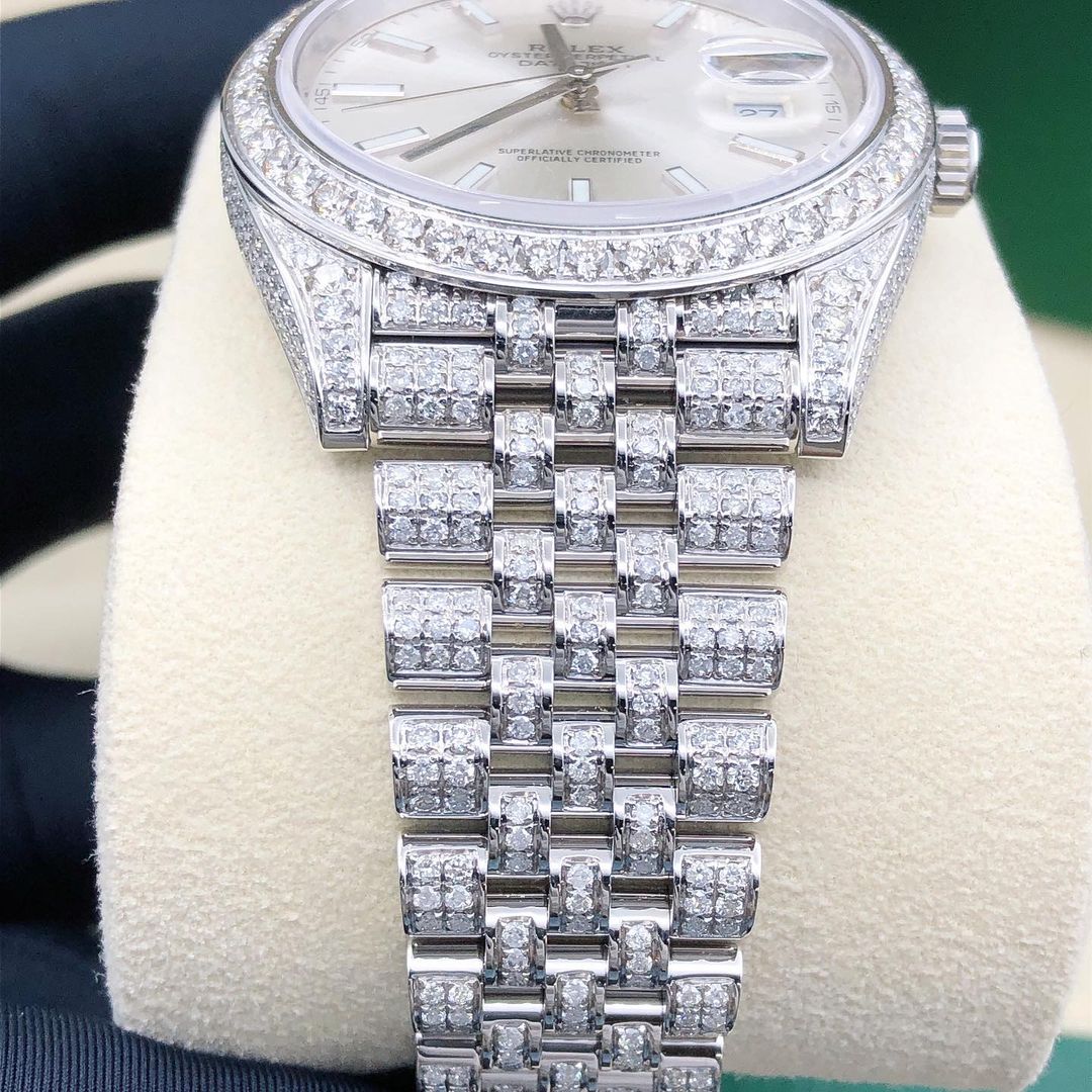 Rolex Datejust Jubilee VVS Moissanite Diamond Iced Out Watch