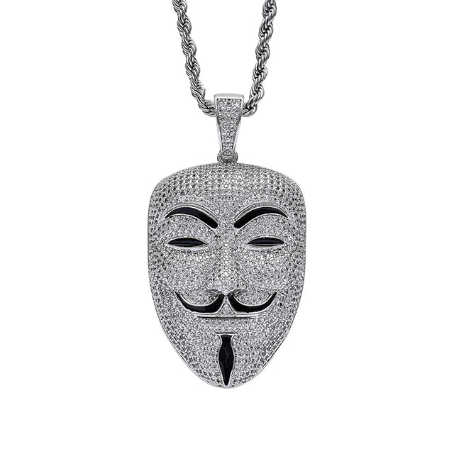 Custom Hand Made Joker Mask Iced Out Pendant 925 Sterling Silver Moissanite Diamond / Initial Name Custom Pendant / HipHop Jewelry / Cross Pendant