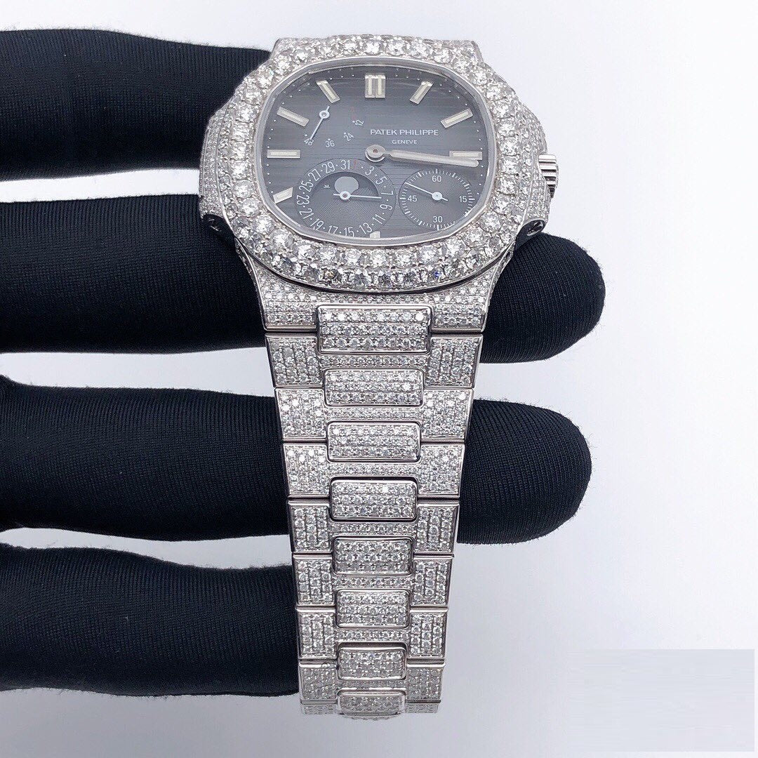 Patek Philippe Geneve VVS Moissanite Diamond Iced Out Watch