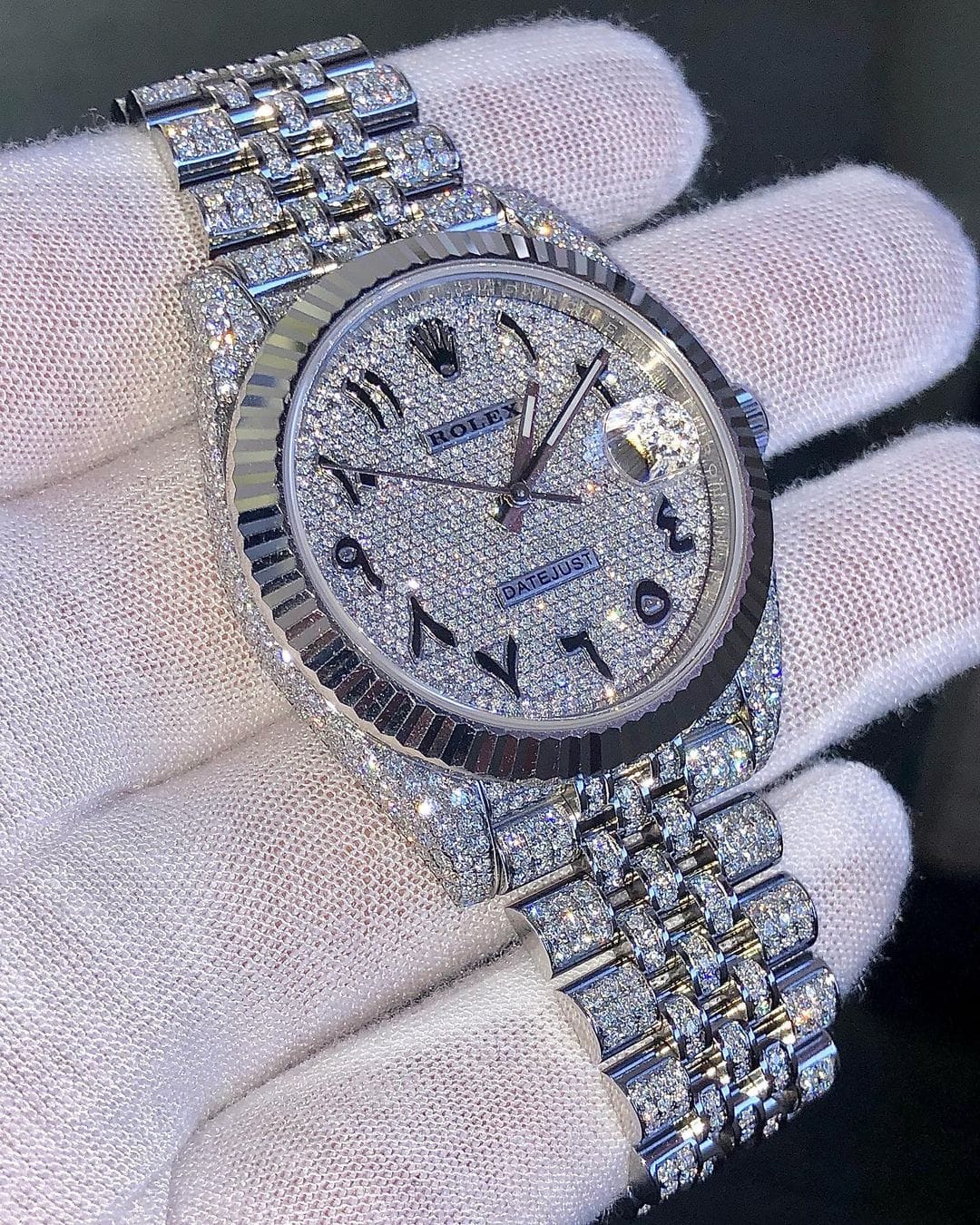 Rolex Datejust Jubilee VVS Moissanite Diamond Iced Out Watch