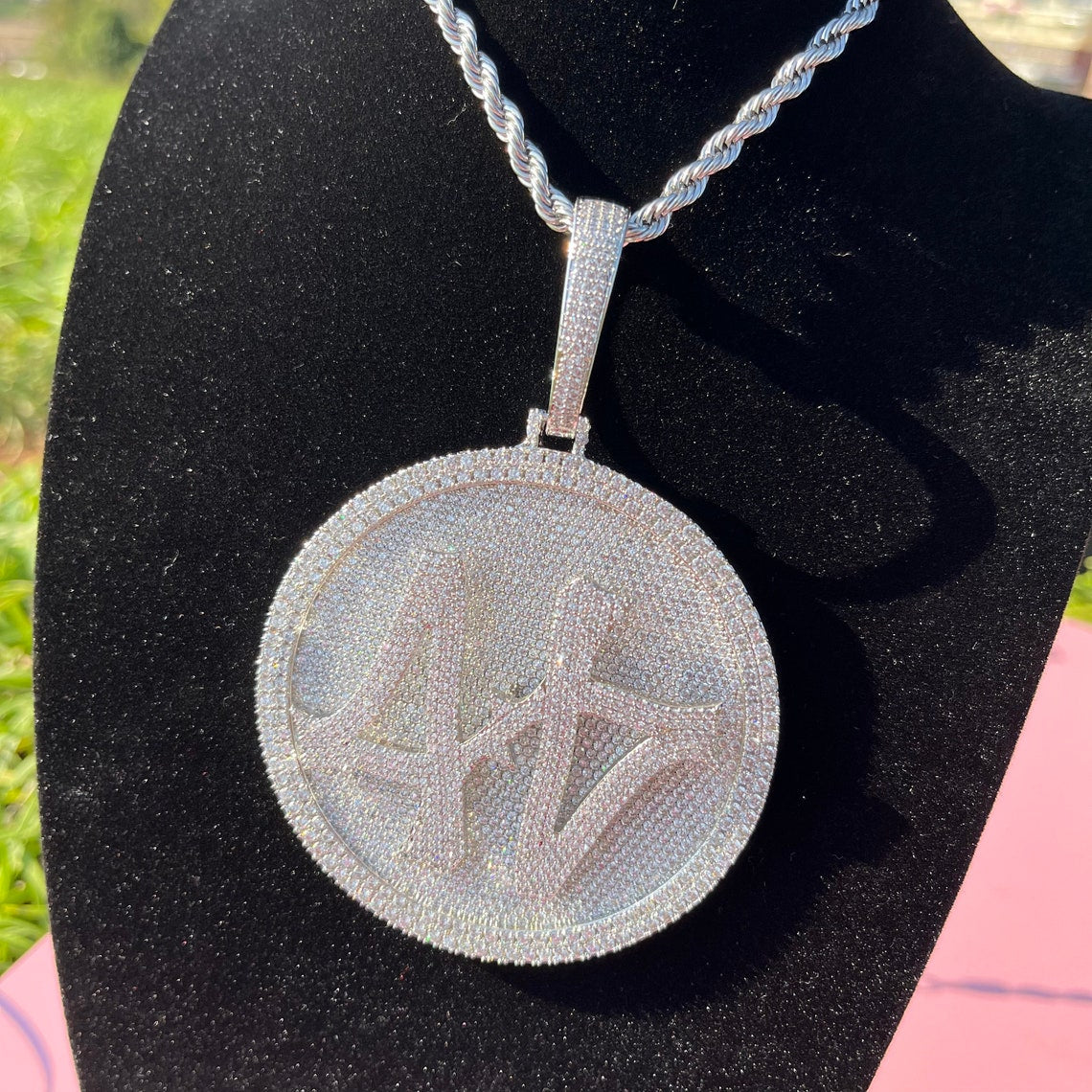 Custom Hand Made Number Spining Medalian Iced Out Pendant 925 Sterling Silver Moissanite Diamond / Initial Name Custom Pendant / HipHop Jewelry / Cross Pendant