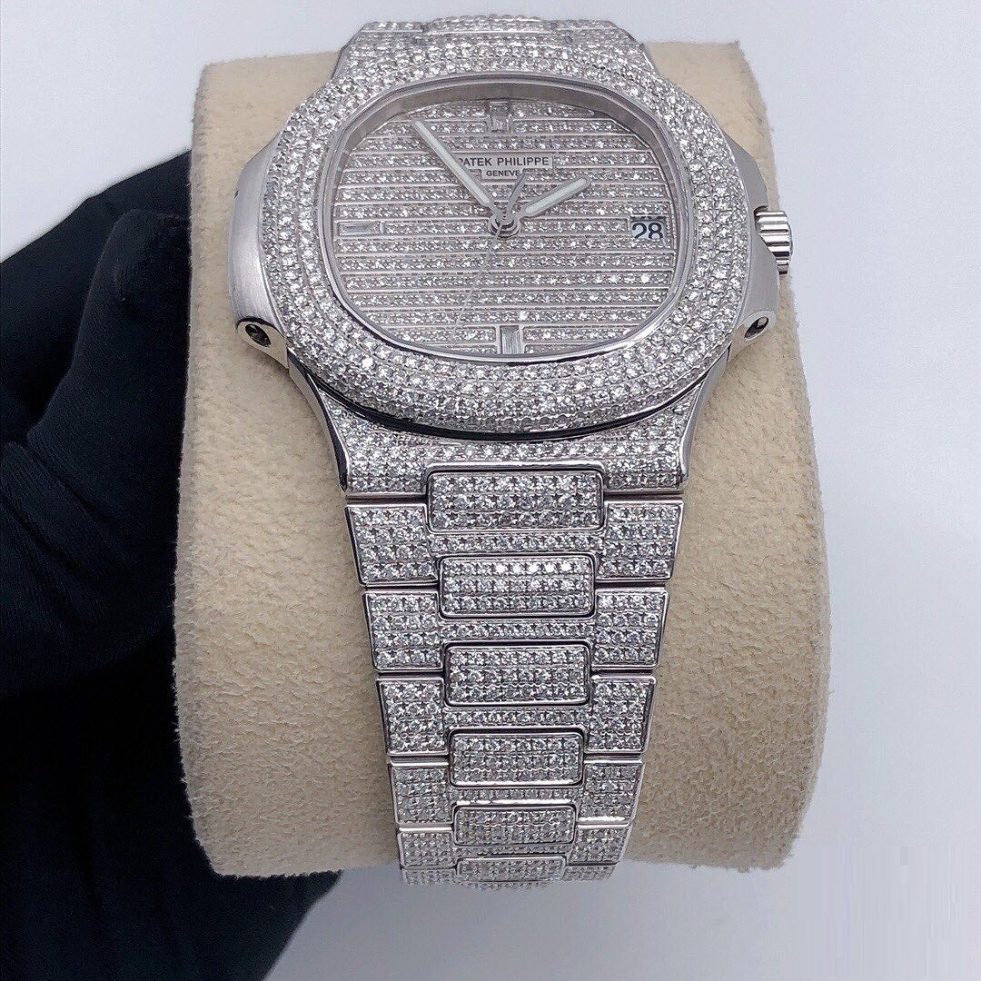 Patek Philippe Geneve VVS Moissanite Diamond Iced Out Watch