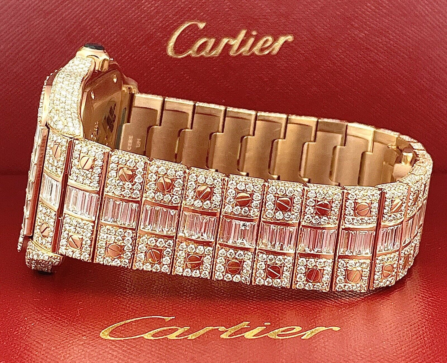 Cartier Santos VVS Moissanite Diamond Iced Out Watch