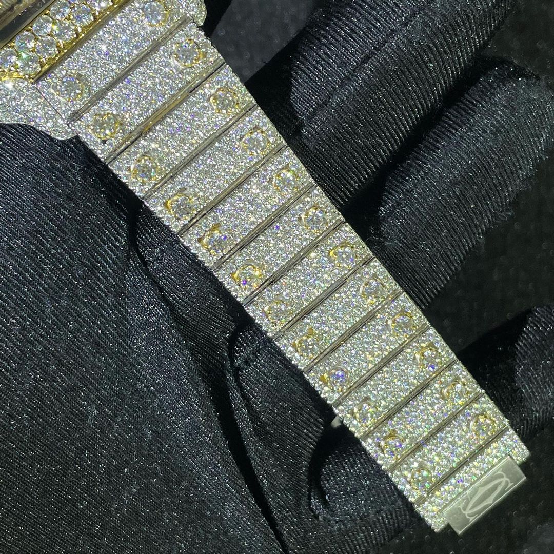 Cartier Santos VVS Moissanite Diamond Iced Out Watch