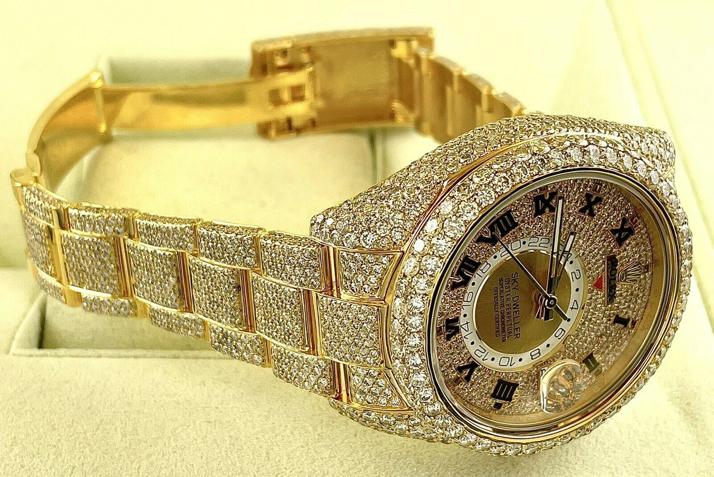 Rolex Skydweller VVS Moissanite Diamond Iced Out Watch